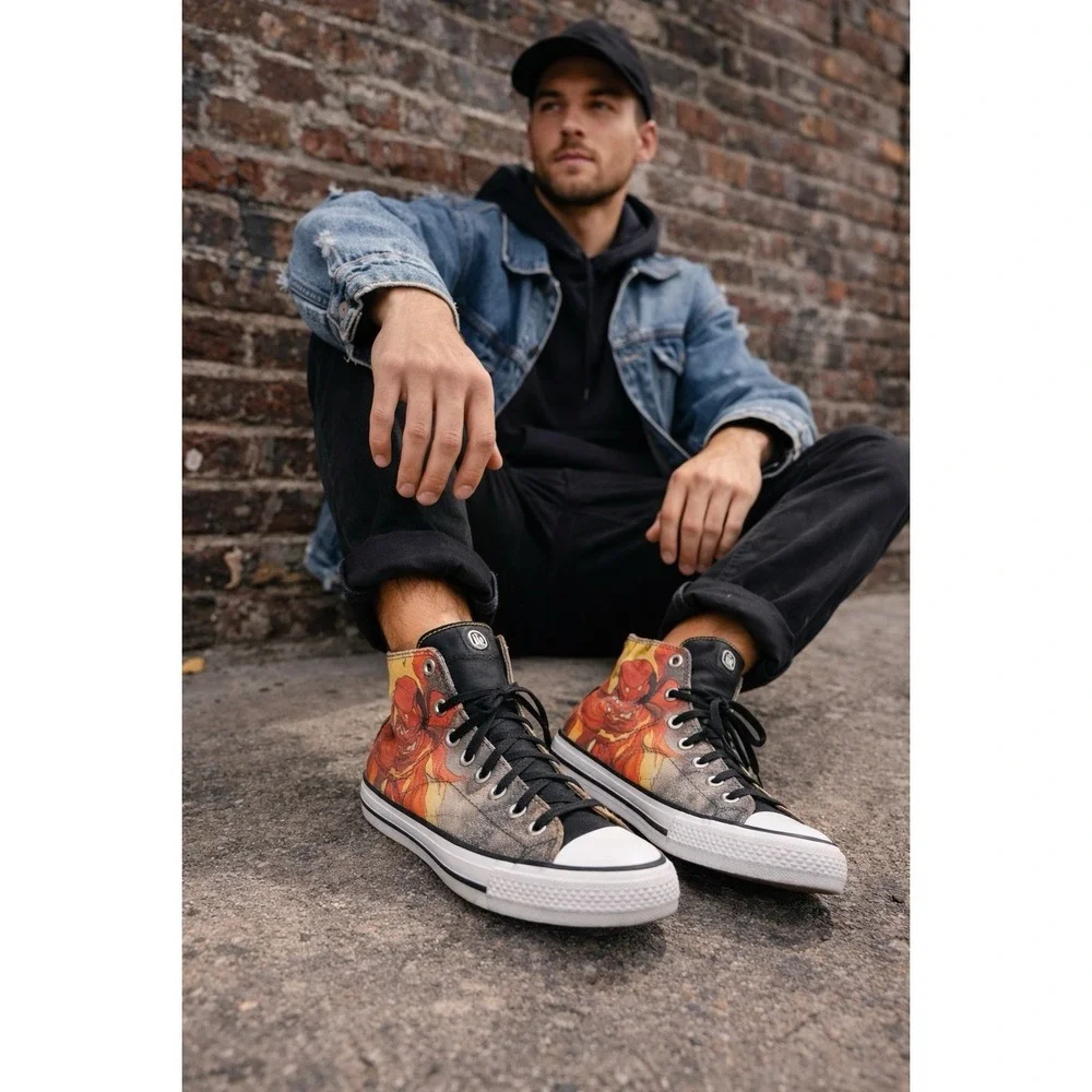 Converse DC Comics Flash High Top Sneakers Mens 6 Womens 8 Graphic - Picture 2 of 9